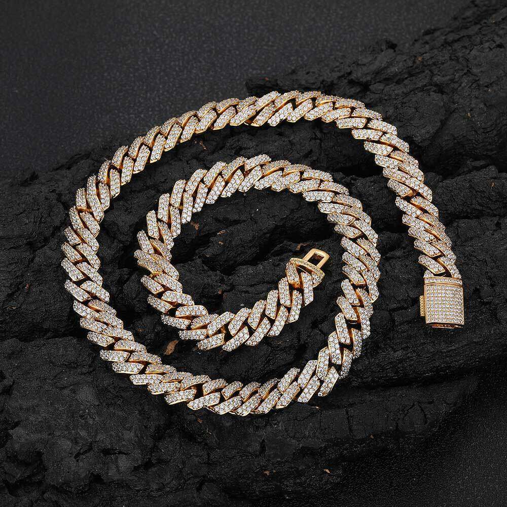 Hip Hop 10mm Inlaid Dia Rhombus Cuban Chain Men's Trendy Brand Personality Zircon Necklace 67b8