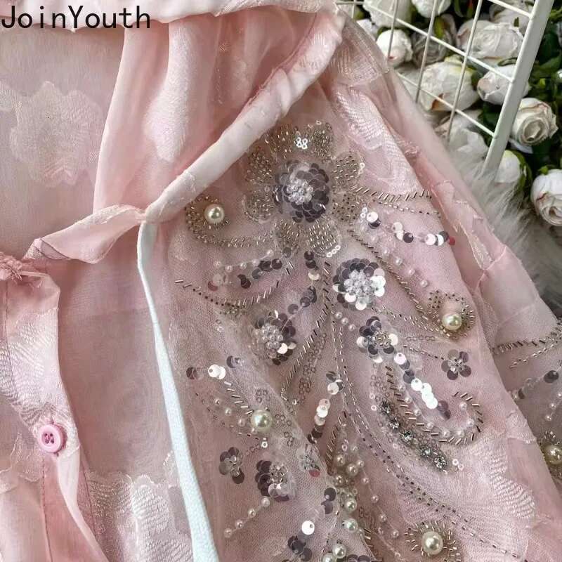 2025 Blusas Mujer De Moda Heavy Sequin Beading Blouse Womens Clothing Long Sleeve Loose Hooded Shirts Temperament Tops Female