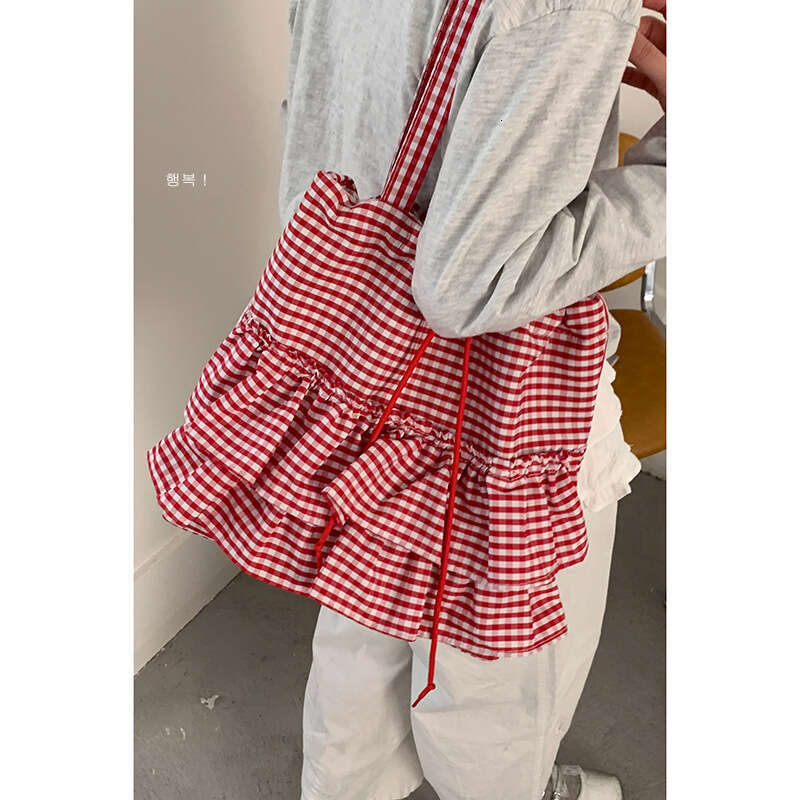 Girls' Academy Style Plaid Canvas for designer bag Women 2025 New Fashion Korean Version Underarm Tote Large Capacity Lace Bag
