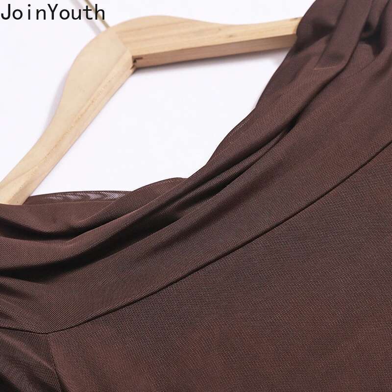 Woman Tshirts Y2k Top Slash Neck Long Sleeve Tunic Tees 2025 Ropa Mujer Fashion Irregular T Shirts Ruffles Tops Korean Camisetas