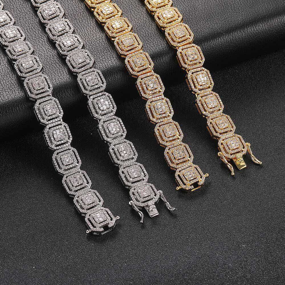 Hip Hop for Men 13mm Mixed Zircon Ice Sugar Chain Trendy Brand Personality Men's Necklace Jewelry 2417