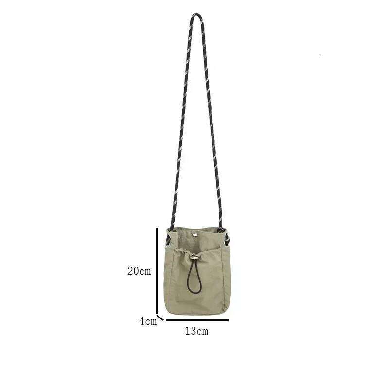 Korean Mini Nylon Shoulder For Men Women Chic Crossbody Bucket Bag Casual Small Handbag Drawstring Buckle Purse Phone Pouch