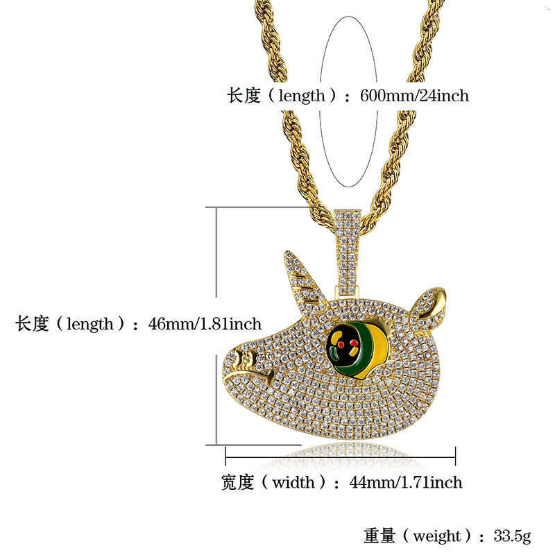 Hip Hop Cute Colorful Big Eyes Unicorn Pendant Micro Paved Zircon Unisex Trendy Accessory