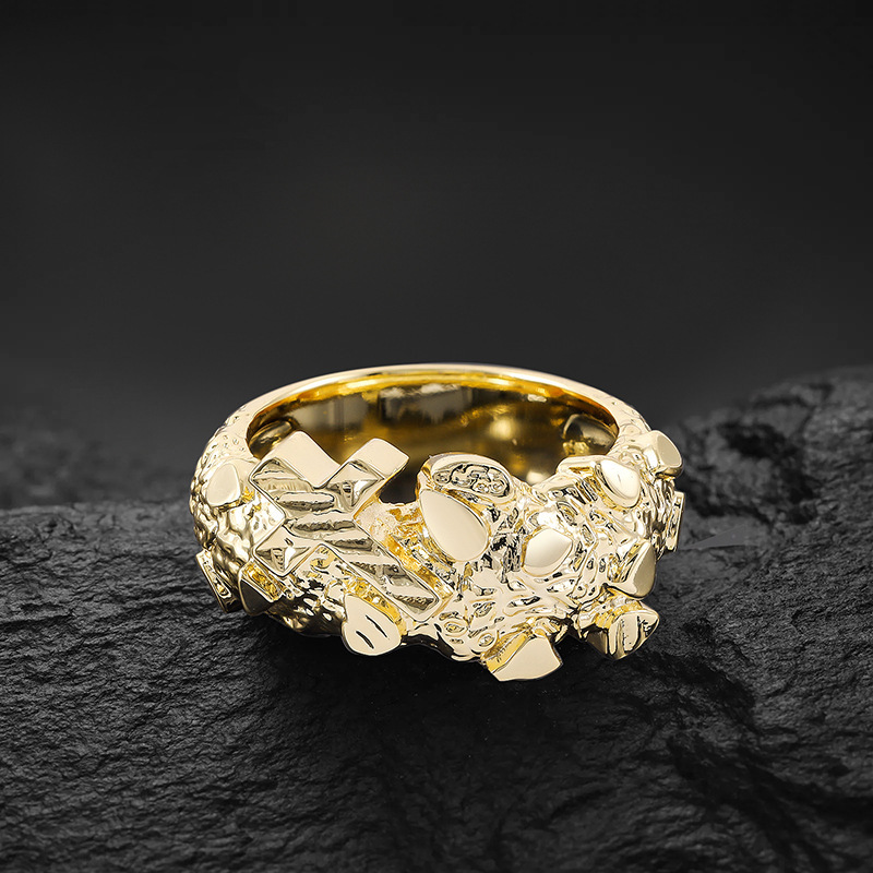Luxury Jewelry Moissanite Hip Hop Micro Pave Diamond Ring Luxury Cool Men's Exaggerated Bold Finger Ring