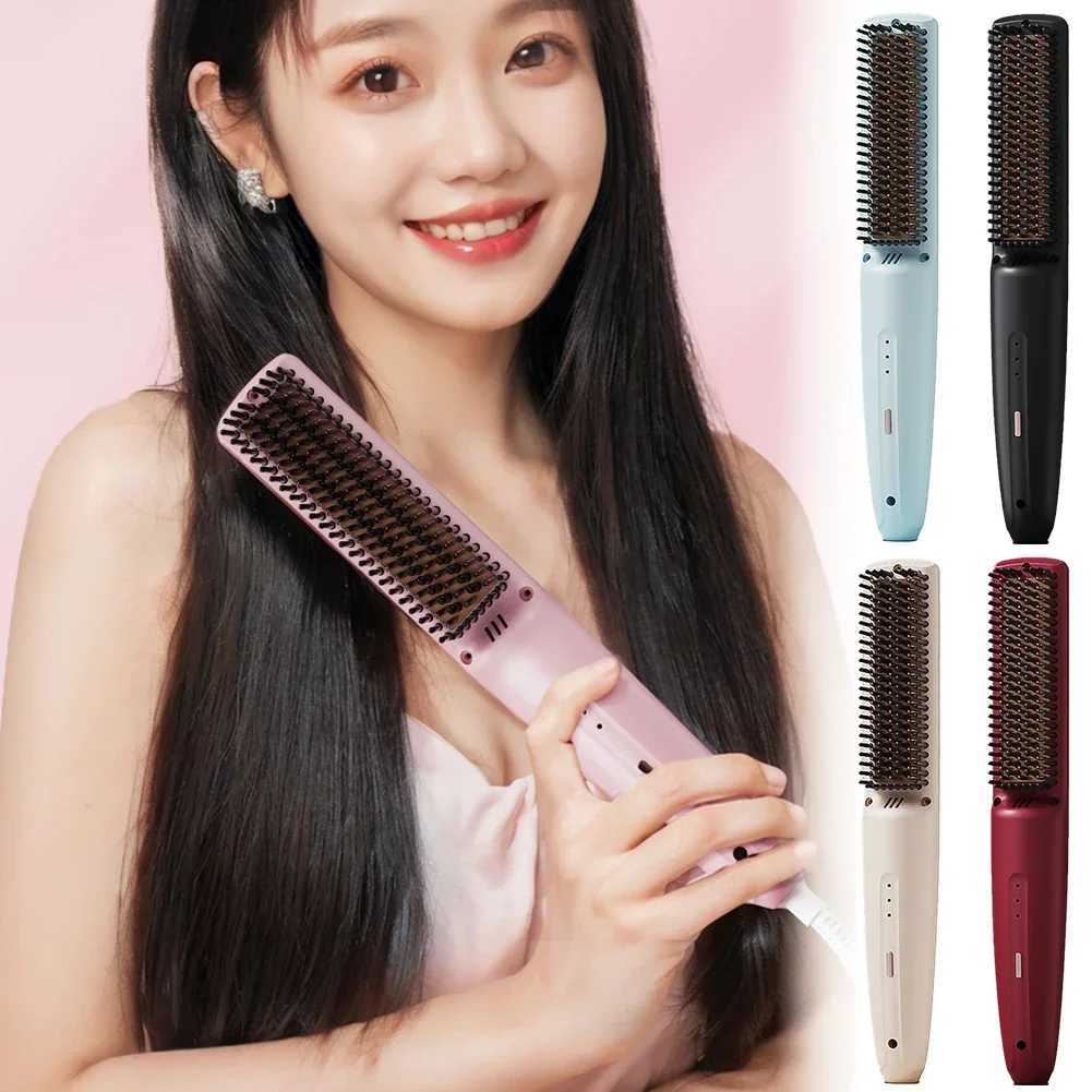 Wireless Straight Hair Comb Design Rechargeable Electric Comb Straightener Portable Negative Ion Non Damaging Hair Heating CombXJ250621