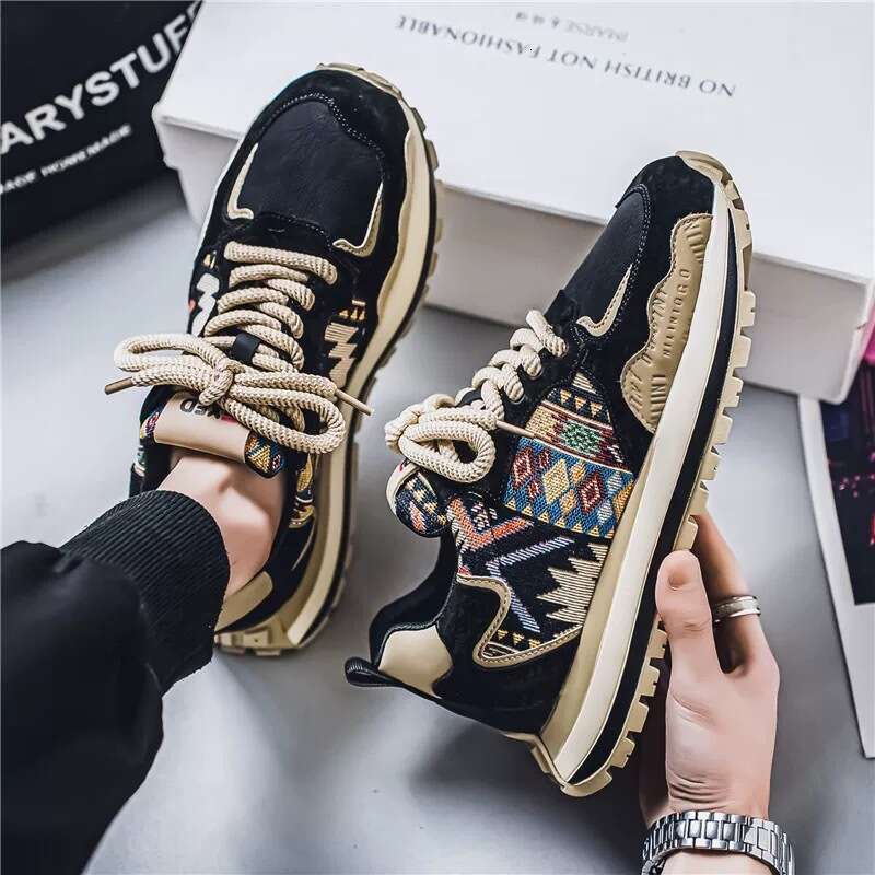 Summer New Breathable Youth Men's Trendy Versatile new Thick-Soled Sneakers Casual Running Dad Shoes