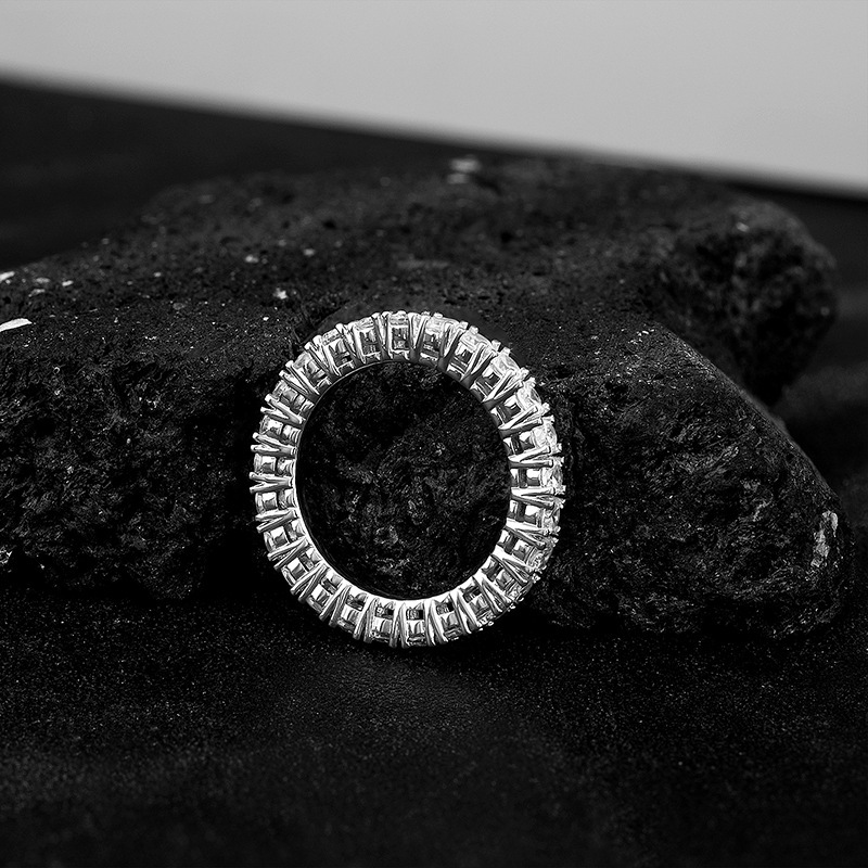 New Arrival Creative Minimalist Hip Hop Ring Luxury Micro Pave Diamond Personalized Moissanite silver jewelry rings