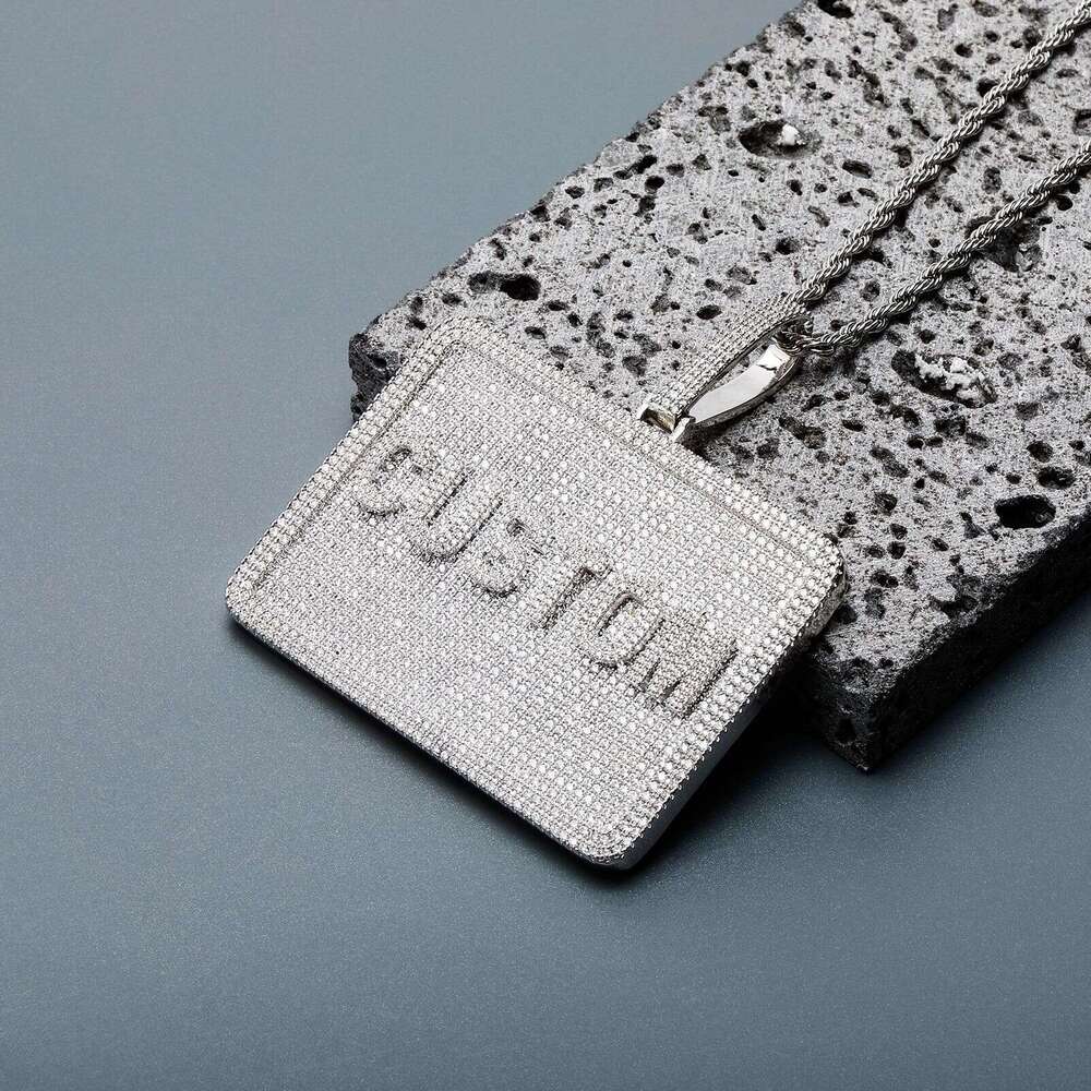 Square Zircon Pendant INS Summer Versatile Men's Trendy Letter Combination Necklace Gold Jewelry