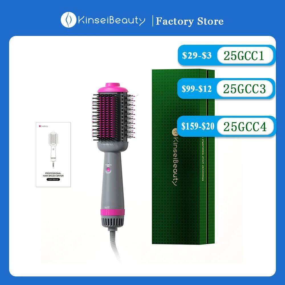 Kinseibeauty Hair Dryer Functional 5 In 1 Professional Hot Air Comb Straight Hair Curling Equipment Salon