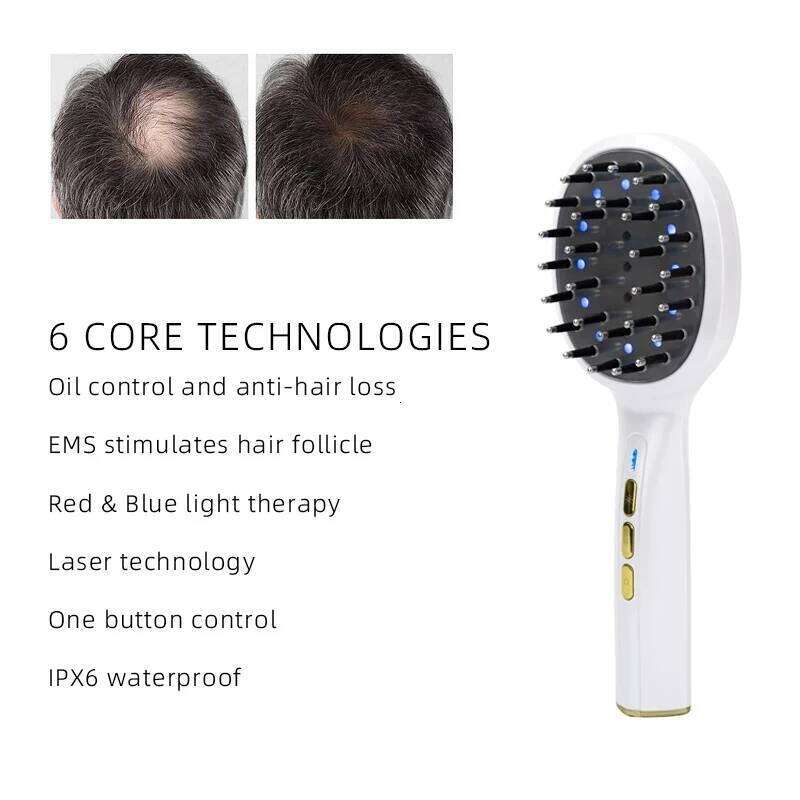 Electric Laser Growth Comb Anti Loss Massage Therapy Infrared RF Red Light EMS Vibration Massager Brush Hair Care