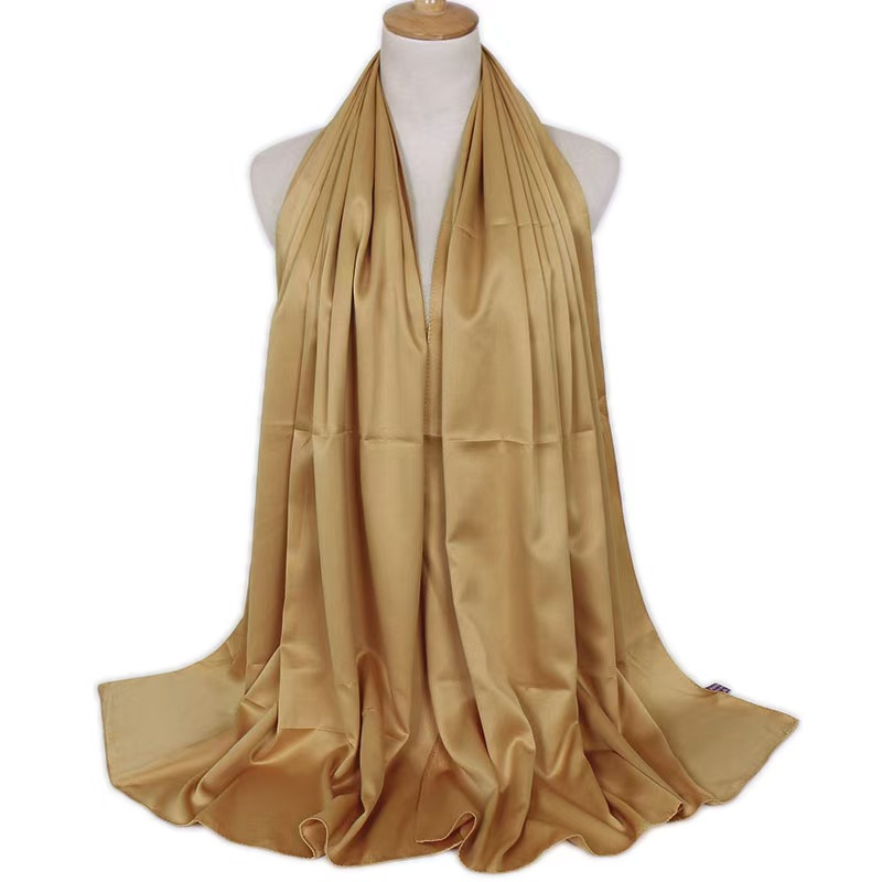 T1036 Curled solid color satin ladies solid color silk scarf satin monochrome silk satin neck shawl long scarf