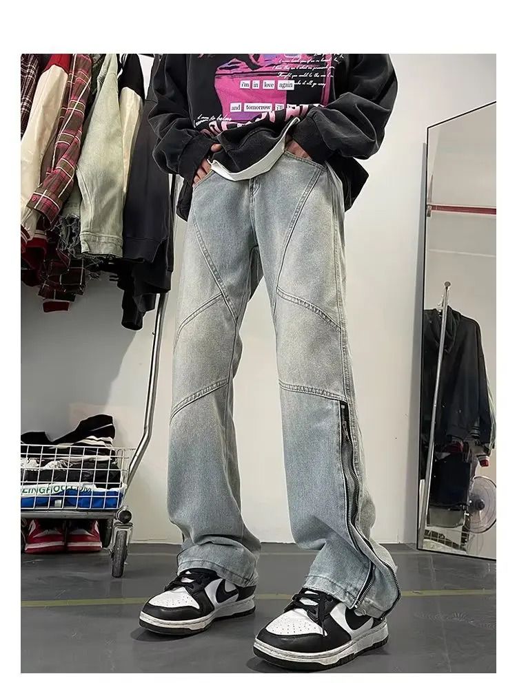 Mens Pants Men Streetwear Ripped Jeans Baggy Jean Denim Shorts Mens Trousers Wide Leg Jeans Man Y2k Clothing Flared Male Cargo 250618