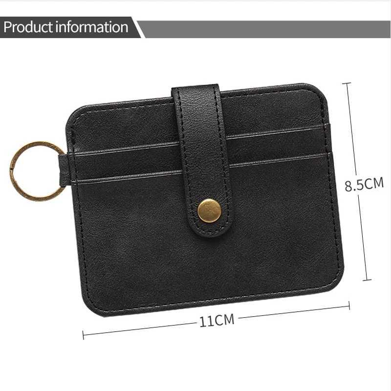 Anti RFID Mini Holder With Drivers License Slot Men Thin ID Bag Women Small Wallet Key Circle Ring Z250621