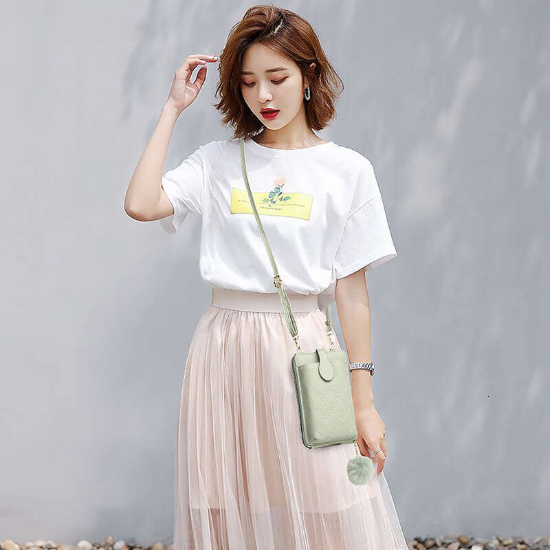 Phone for Women Korean Style Crossbody Large Capacity Ladies Wallet with Zipper Soft Leather Shoulder Bag