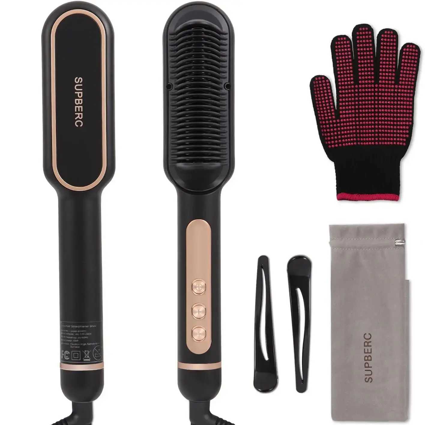 AP03 Negative Ionic Hair Straightener Brush Fast Heating Anti-Scald Auto-Shut Off Hair Brush Straightener for WomenXJ250621
