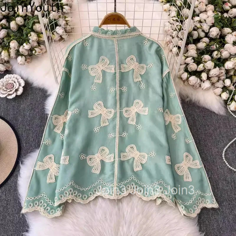 2025 Blusas Mujer De Moda Vintage Blouse Womens Clothes Heavy Butterfly Embroidery Shirts Long Sleeve Loose Summer Blouses Tops