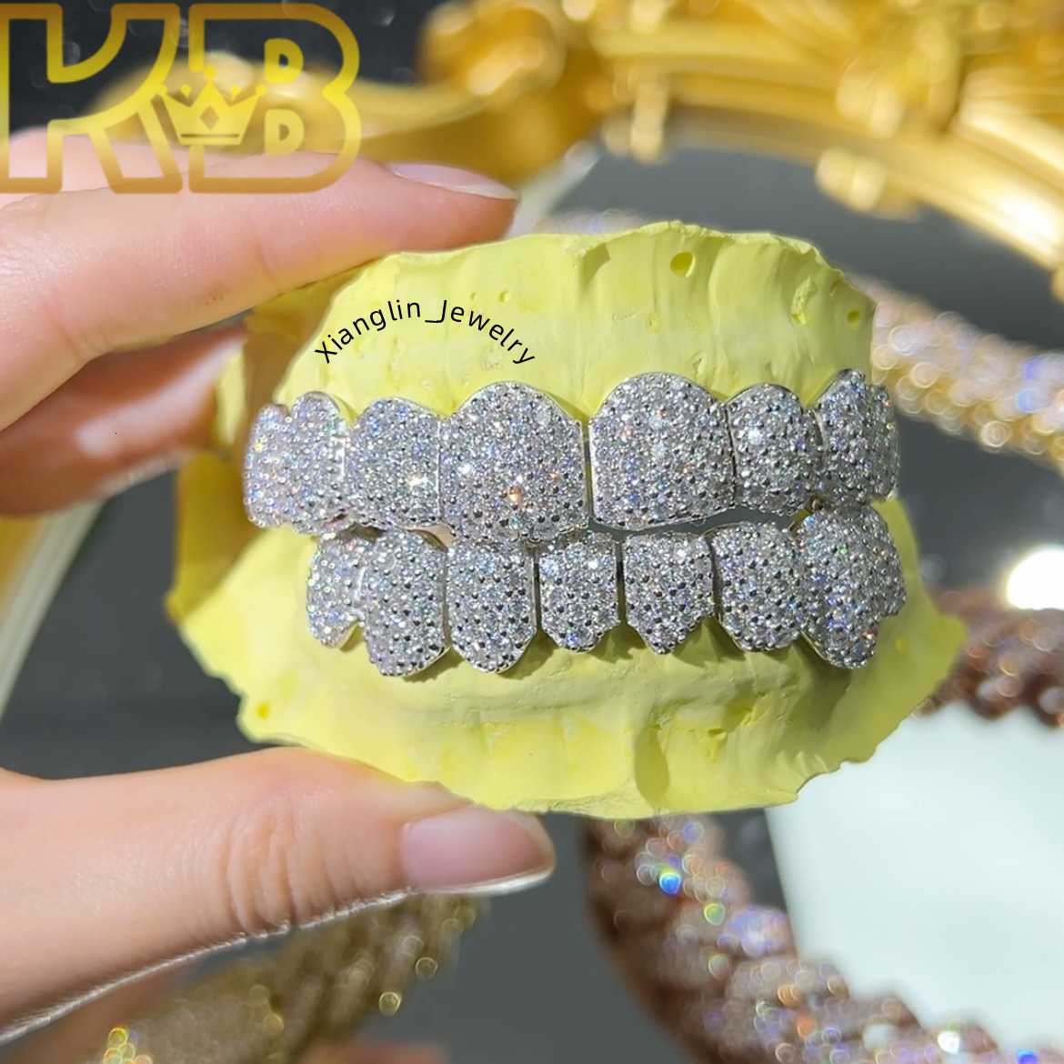 Vvs Diamond Hip Iced Teeth S925 Custom Out for Geometric Hop Hiphop Grill Silver Womens Made Grills Moissanite Grillz