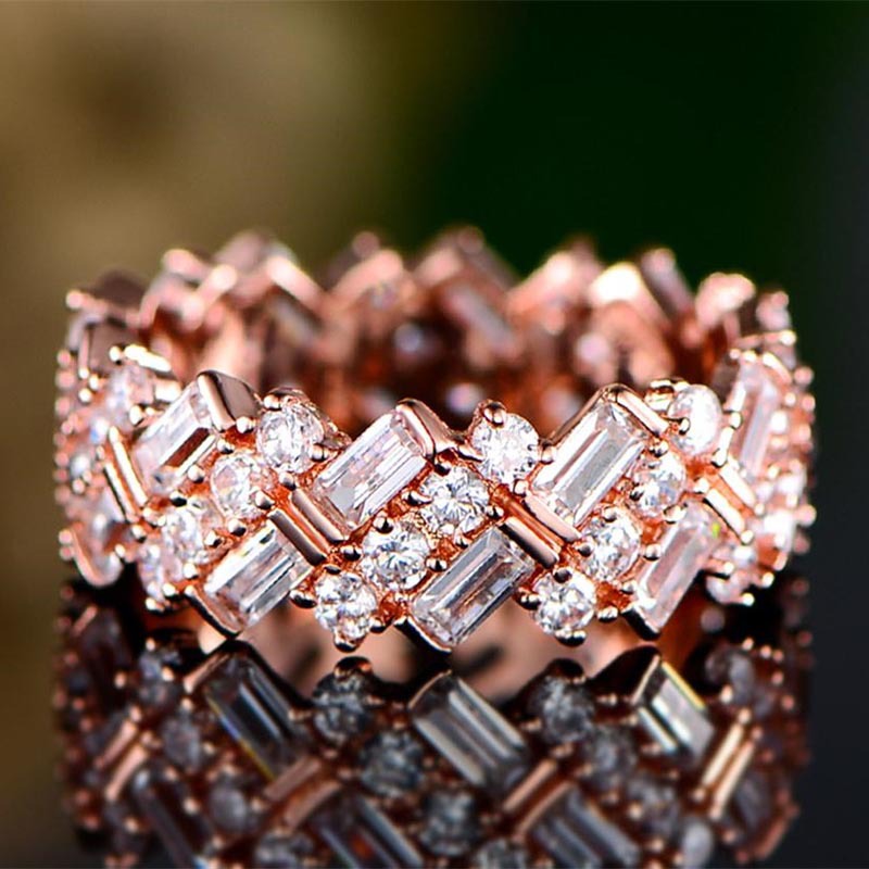 2025 Choucong Handmde Elegant Ins Top Sell Luxury Jewelry 925 Sterling Silver Fill Baquette Cut 5A Cubic Zircon CZ Diamond Party Eternity Women Weddin