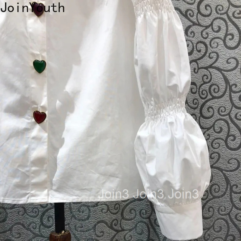 2025 Camisas De Mujer Puff Sleeve Pointed Collar Blouses Women Temperament Ladies Tops Tunic White Shirts Vintage Korean Blouse