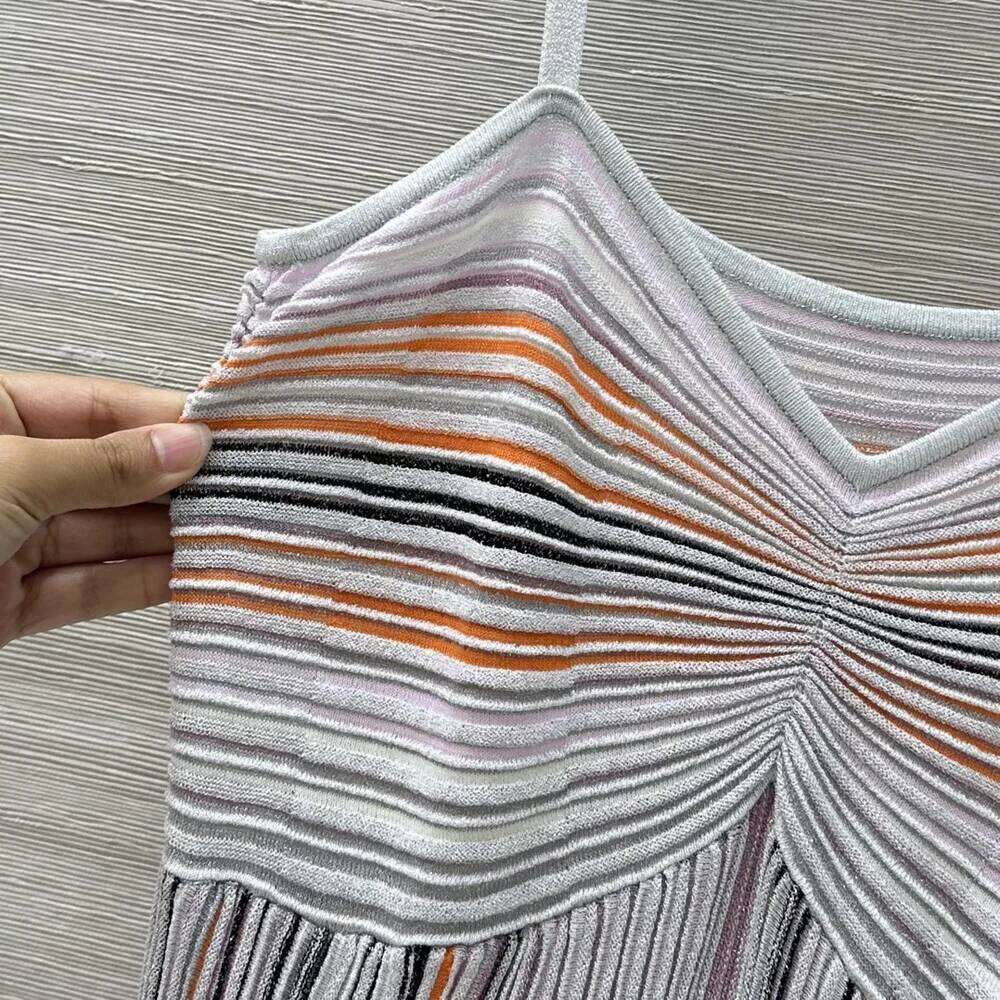 New Women Striped Slim Knitted Dresses Spaghetti Strap Stretch Sweater Dress