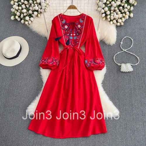 Bohemian Dress Women Embroidered Tassel Dresses