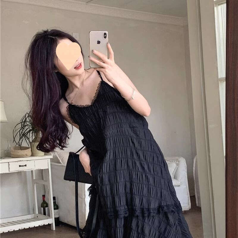 White Skirt Maxi Skirt New French Style White Strap Long Versatile Sweet Youthful Lace Cake Beach Dress Spring Summer Long Skirt