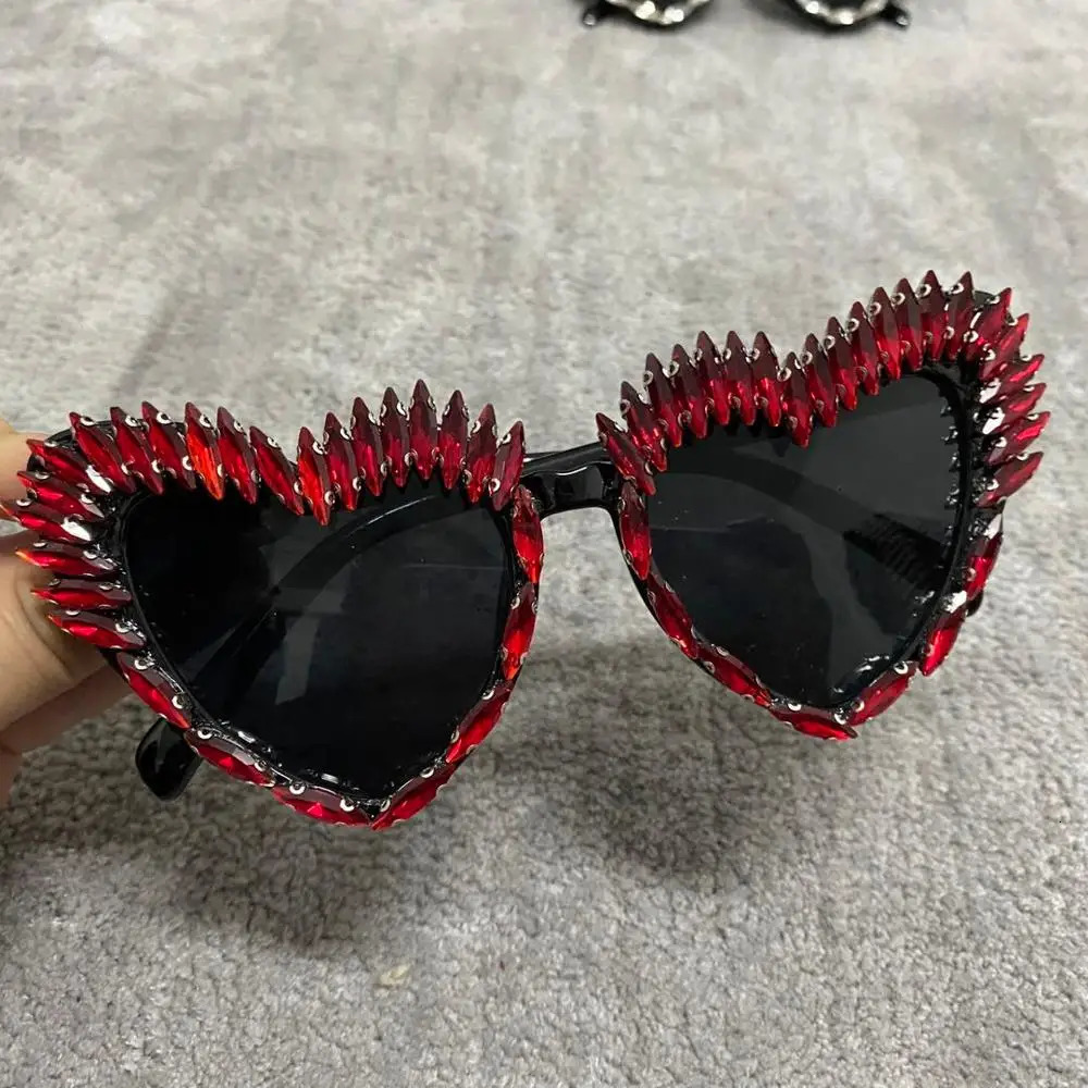 Diamond Sunglasses Sexy Cat eye Triangle Sun Glasses Handmade Party lunette de soleil 250617