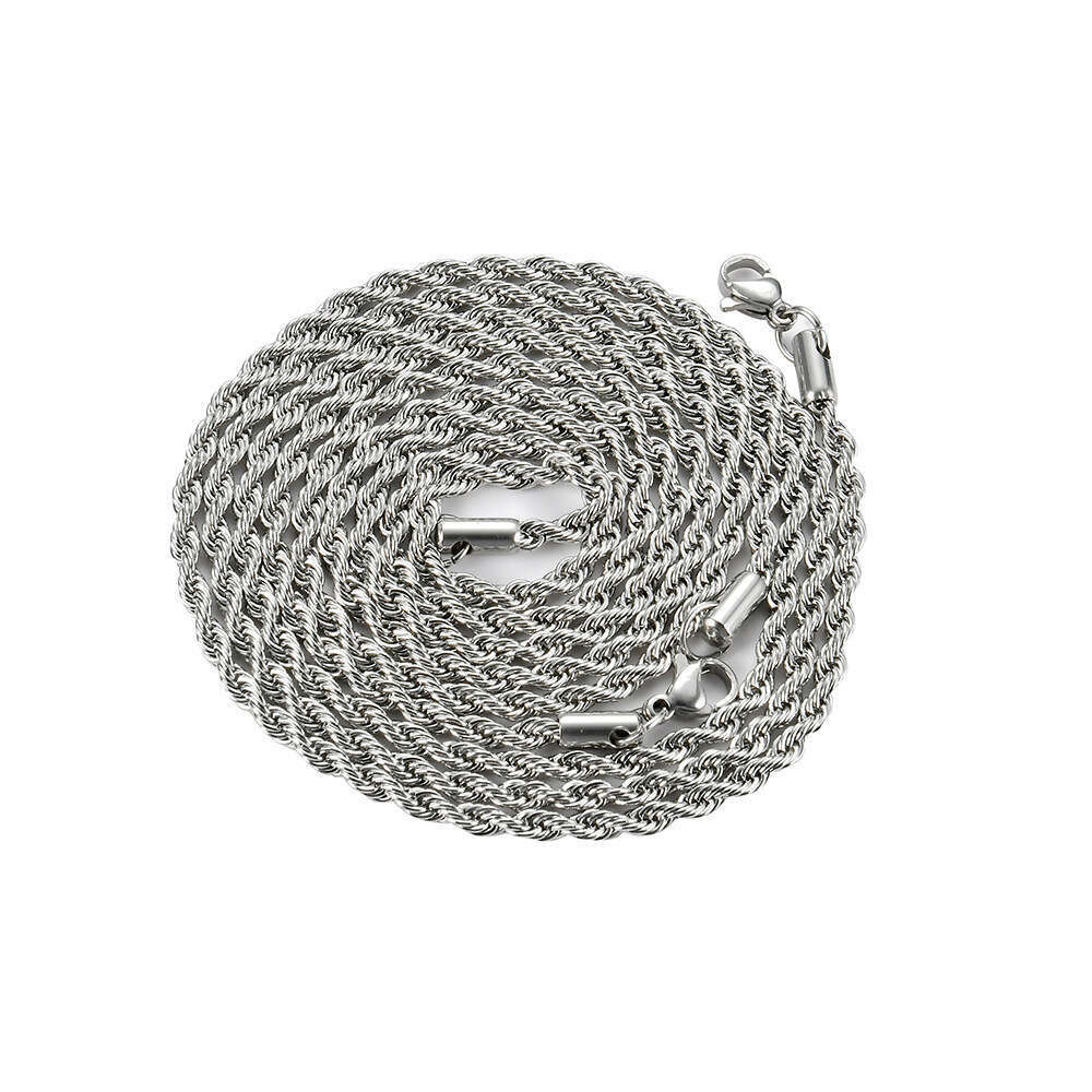 Hip Hop Plain Titanium Accessories Necklace Twist 3mm 5mm Multiple Sizes Stainless Steel Chain 701c