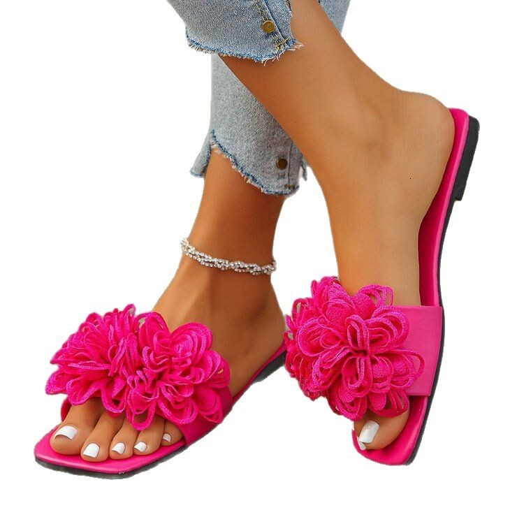 Luxury Brand Designer Shoes Sandals Cross-Border Foreign Trade Women's Slippers 2025 Spring New Fashion Floral One-Strap Casual Flat Beach Sandal