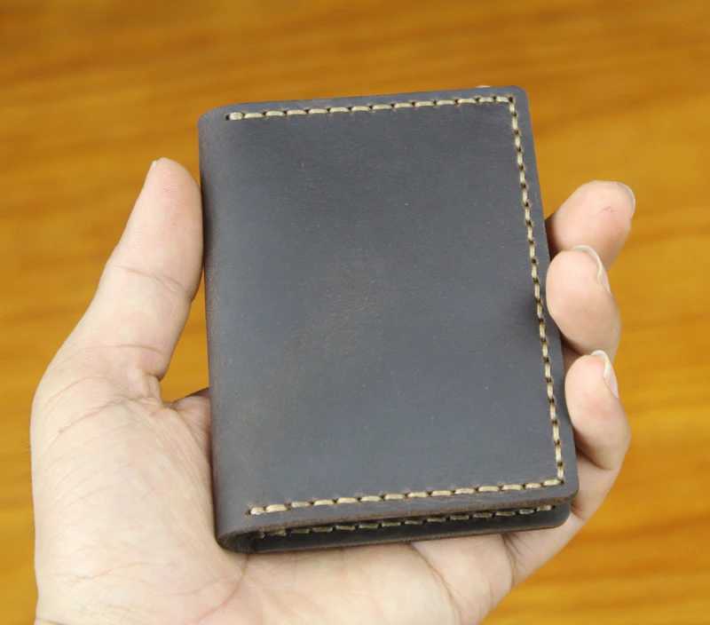 Handmade Genuine Leather Business Card Holder Men Leather Case Small Women Card ID Holder Cover Card Wallet Z250621