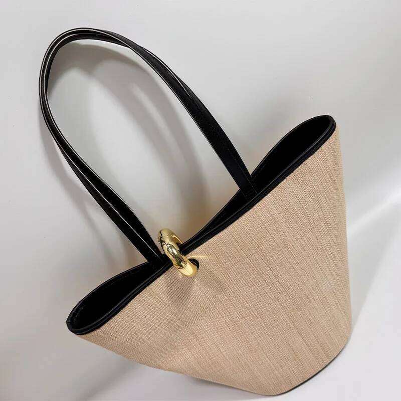 Designer Luxury Spring And Summer Casual Multifunctional Commuter Basket New Stylish Retro Women Straw Woven Tote Bag Bags For Wome