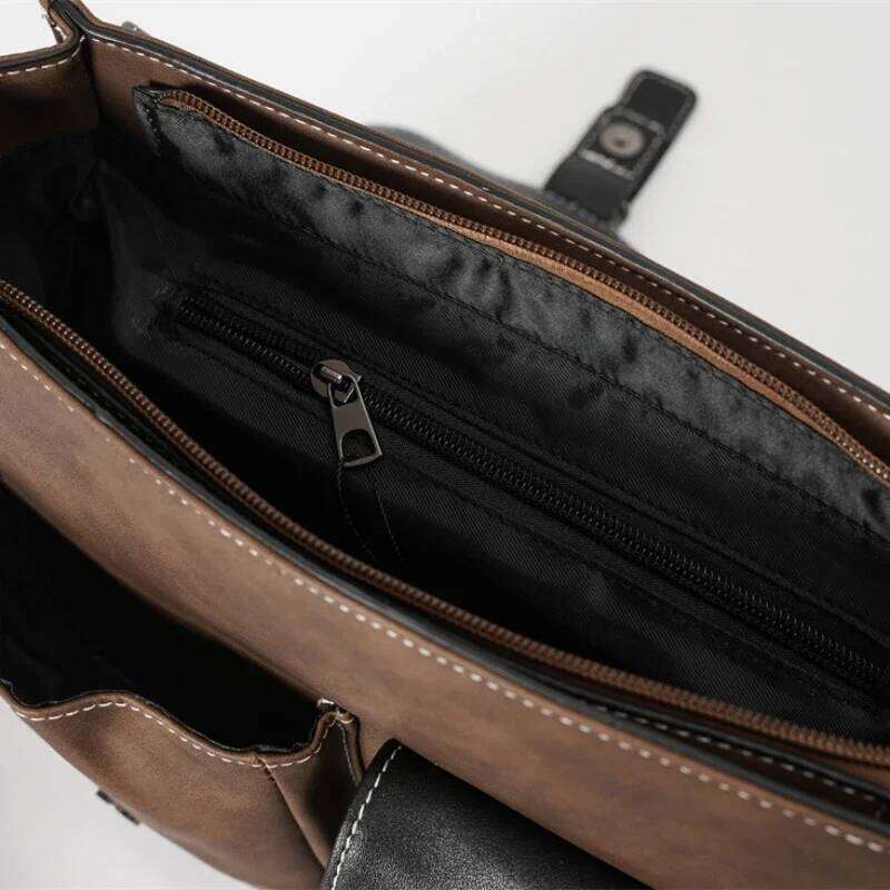 Vintage Men's Bags Fashion Brand Design Shoulder Messenger Men Falp Pockets Crossbody Bag Leather Square Satchels