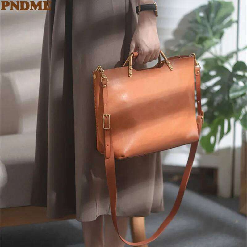 Outdoor Daily Women's Genuine Leather Shoulder Messenger Bag Designer Real Cowhide Female Party Metal Handle Handbag
