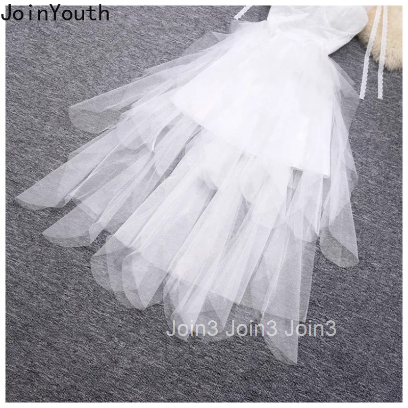 Sweet White Dresses Women Clothes 2025 Vestidos De Mujer Fashion Irregular Sling Robe Femme Gauze Tunic A-line Summer Sexy Dress