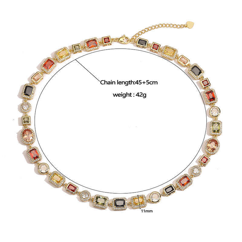 Luxury Jewelry Designer Bracelet, Necklace, Geometric Set with Colorful Diamonds, Shining and Non Fading, High Grade, Miyan Style Bracelet, Necklace, 