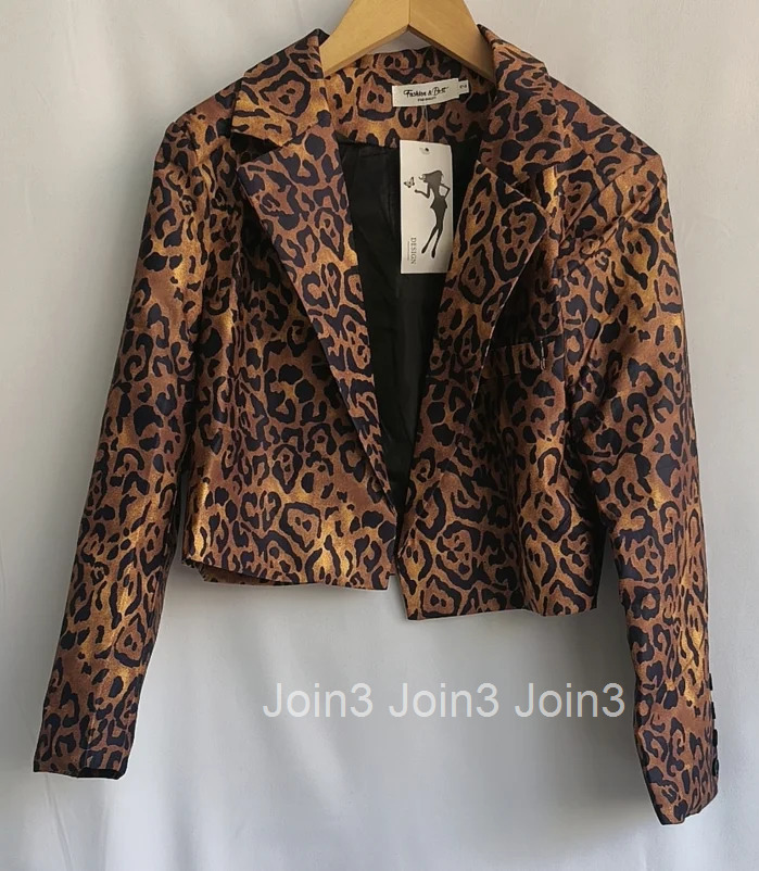2025 Women Clothes Sexy Fashion Blazer Long Sleeve Suit Jacket Tunic Leopard Print Cropped Tops Y2k Coat Korean Ropa Mujer