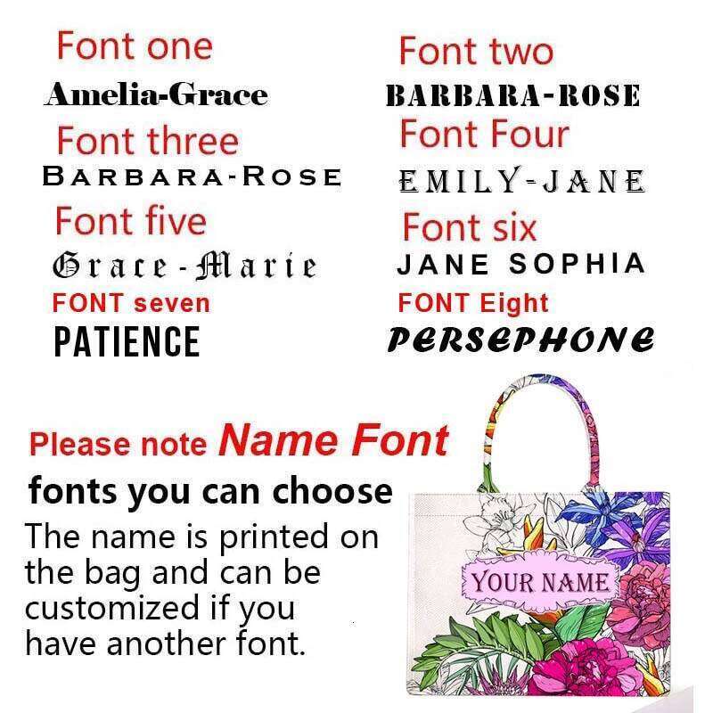 Spring And Summer Personalized Fashion Printing Large Capacity Canvas Name Custom Letters Tote Women Commuter Travel Bag