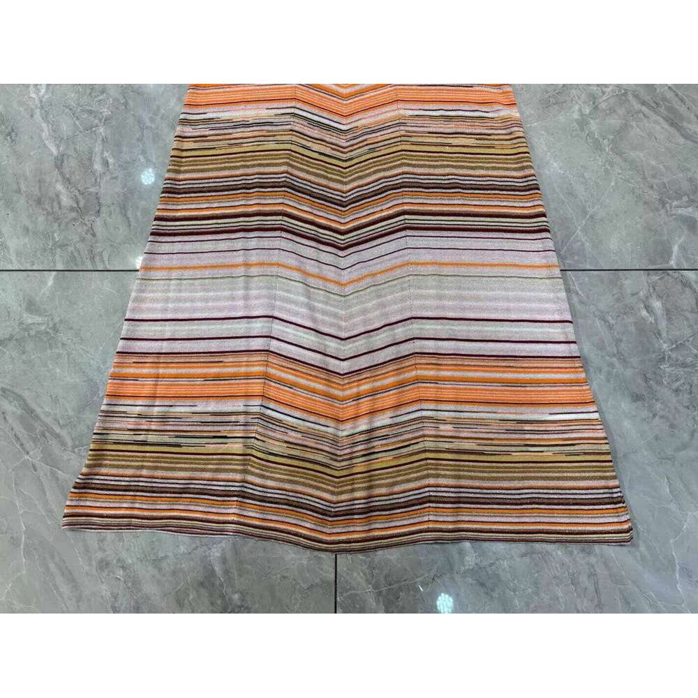 Striped Knitted Long Dress For Women Spring Summer Sequined Design Hanging Neck Casual Sleeveless Robes