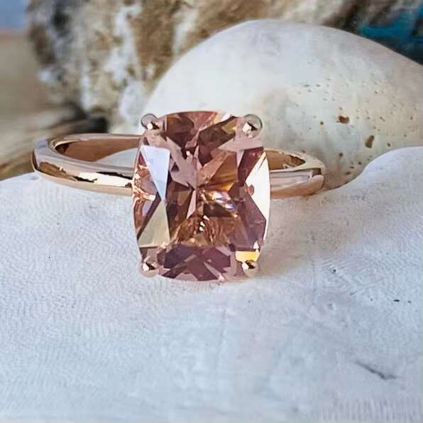 Natural Peach Moissanite Ring 925 Sterling Silver Rose Gold Plated original Gemstone Ring For Men And Women At Wholesale Price