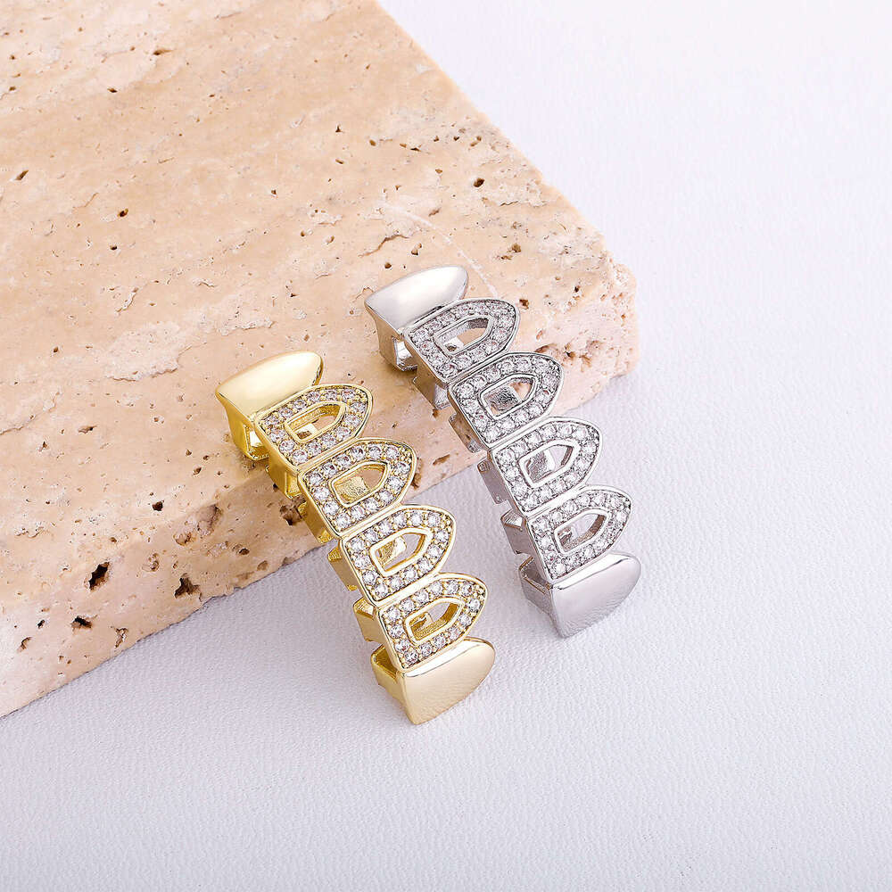 Grills Dia-Encrusted Hip Hop Teeth Gold-Plated Vampire Dentures Halloween Accessories gri llz