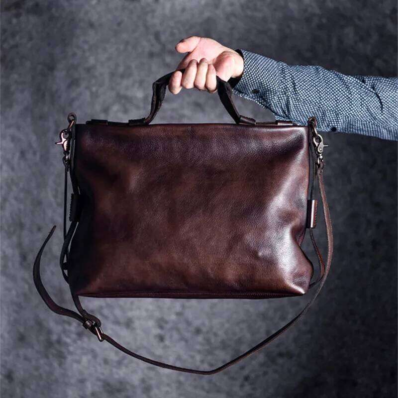 Vintage Designer Genuine Leather Men's Messenger Casual High Quality Soft Real Cowhide Outdoor Travel Work Shoulder Bag