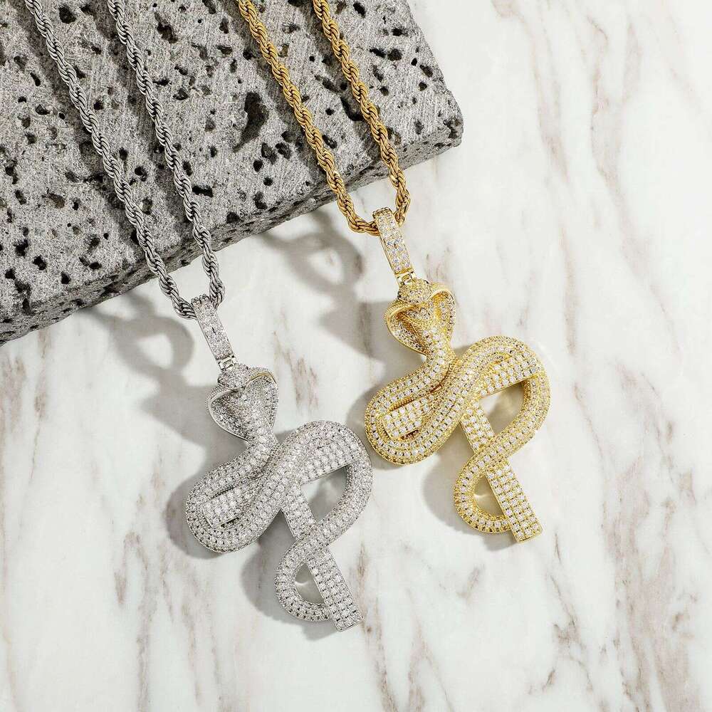 Unique Animal Pendant Simple Metal Texture Cobra Cross Necklace Jewelry