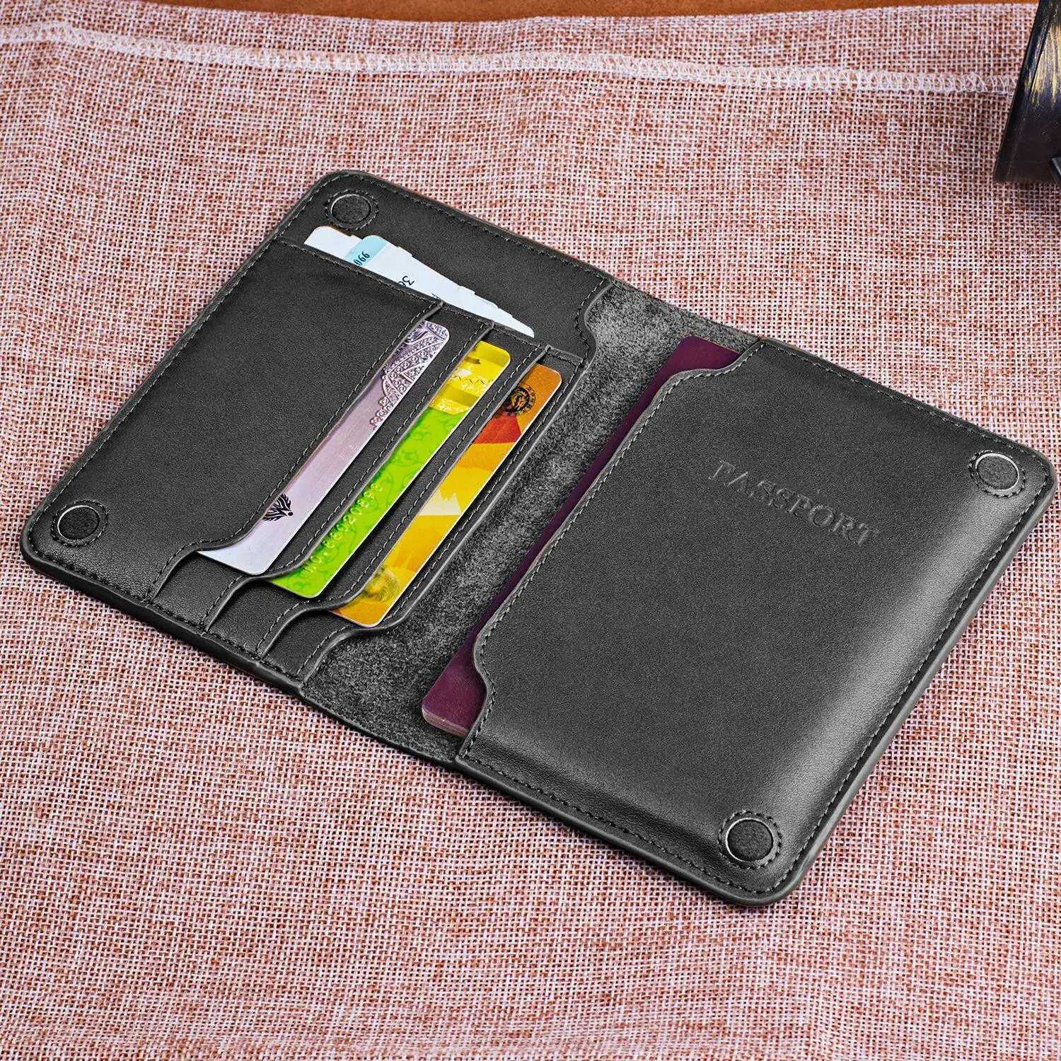 High Grade Real Leather Passport Cover Ticket Wallet Travel Document Storage Bag Multi Card Holder Thin Pass Port Pouch Cases Z250621