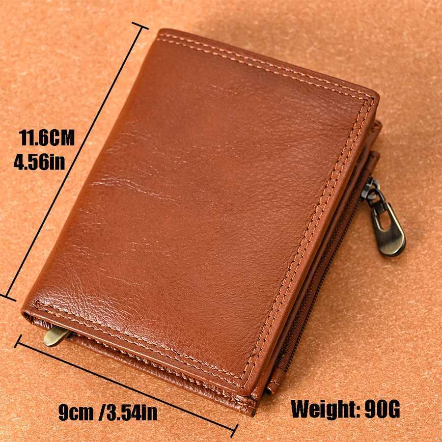 Mens Coin Purse Wallet RFID Blocking Genuine Leather Wallet with Zipper Business Card Holder Money Bag Wallet for Men Z250621