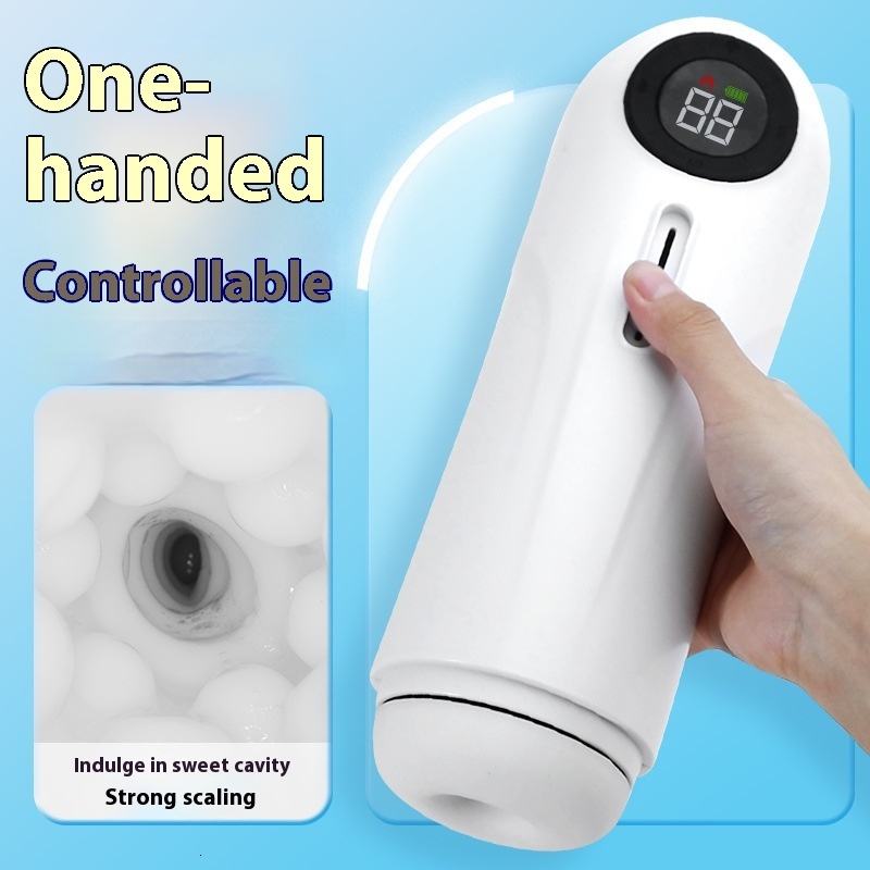 Fully Automatic Telescopic Vibrating Heating Male Masturbator Exerciser Adult Sex Toy