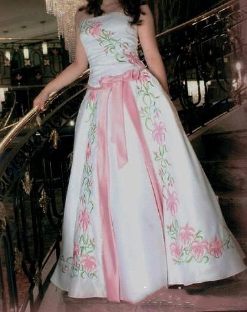 Strapless Satin A-Line Wedding Dresses Embroidery Pink Floral Long Bridal Gown Pastrol Satin Women Formal Wear 2025