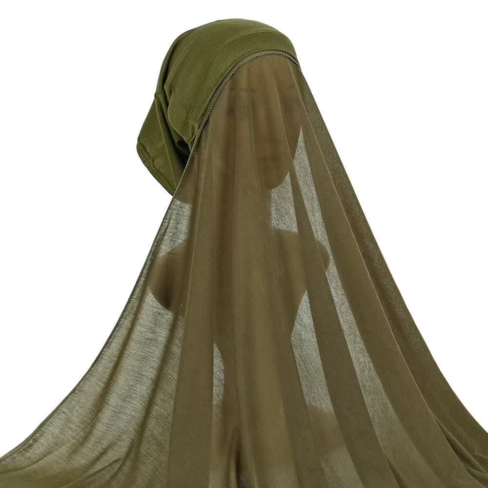 T1035 new sweat cloth cap integrated scarf hot sale single color polyester suit convenient long scarf