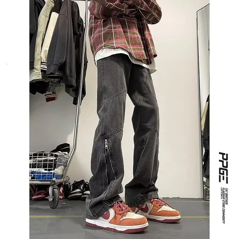Mens Pants Men Streetwear Ripped Jeans Baggy Jean Denim Shorts Mens Trousers Wide Leg Jeans Man Y2k Clothing Flared Male Cargo 250618