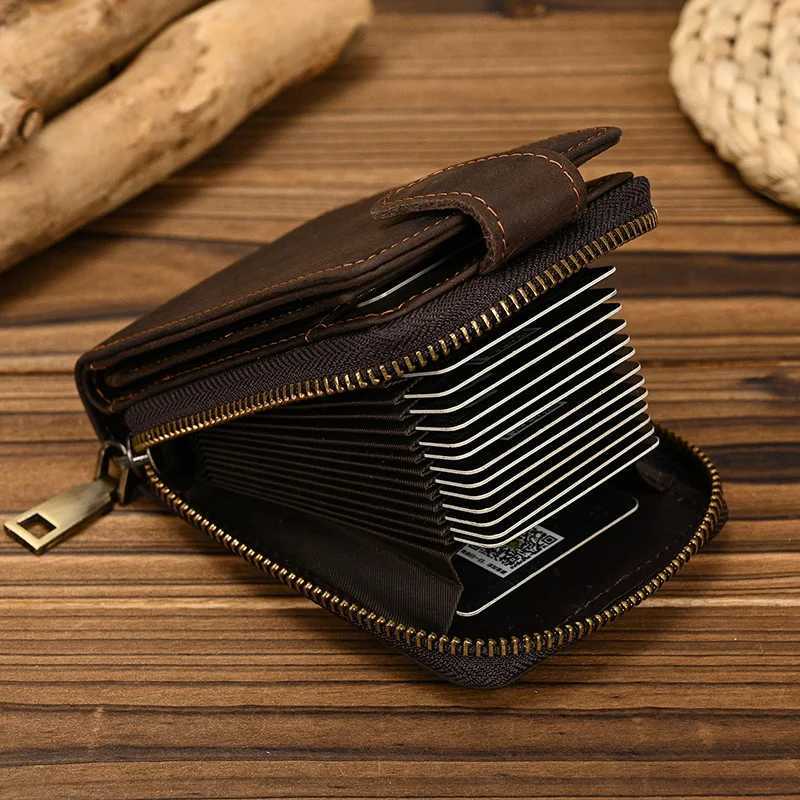 Luufan Genuine Leather Card Holder Purse Cow Leather Case Clutch Wallets Slots For Men Women Mini Slim Short Purse Z250621