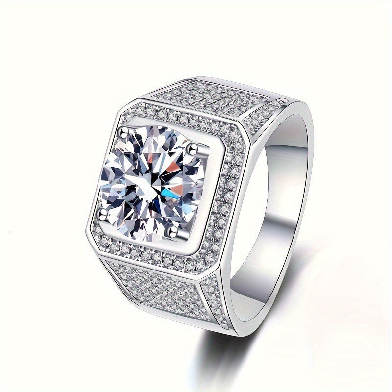 925 Silver D Color VVS Clarity Four-Prong Square Micro-Paved Moissanite